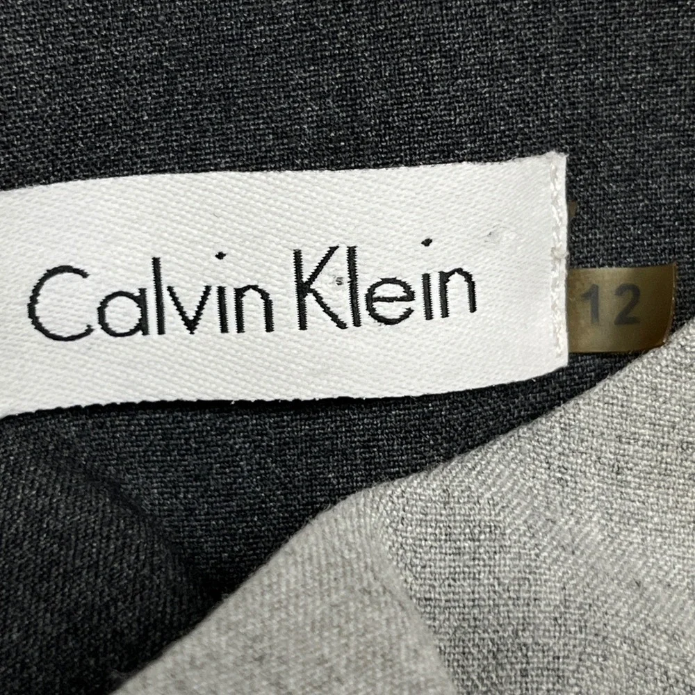Calvin Klein Colorblock Fit‎ & Flare Womens Dress 12 Black Gray Sleeveless